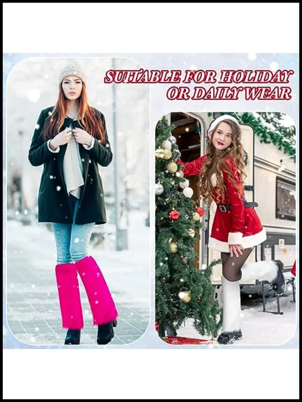 Faux Fur Leg Warmers - Women's Soft Boot Cuffs Winter Cover